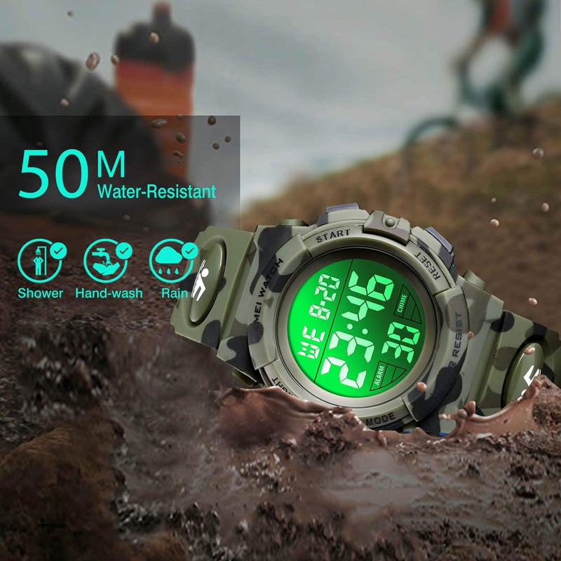 cofuo Watch for Boys 4-12 Year Old, Kids Camouflage Digital Sports Waterproof Outdoor Analog Electronic Watches with Alarm Stopwatch, Children Birthday Presents Gifts Toys for Age 4-12 Year Old Boys Girls - Image 3